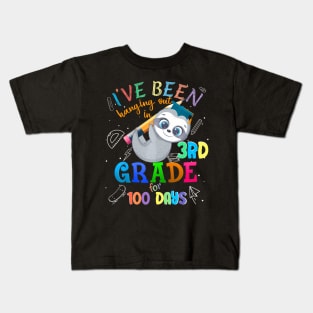 100 Days Of School Sloth Hanging Out In 3Rd Grade Student Kids T-Shirt